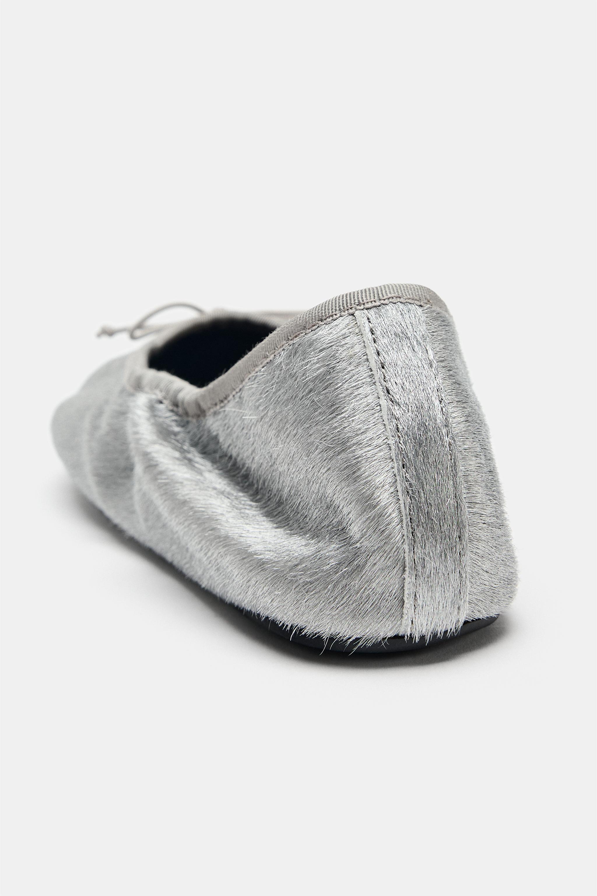 FUR LEATHER BALLET FLATS